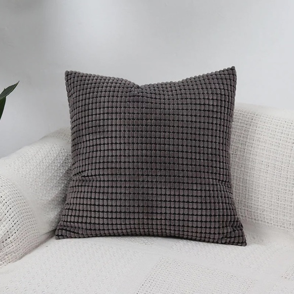 Textured Corduroy-Inspired Throw Pillow Cover – 18" x 18", Soft Waffle Weave - Picture 3 of 7